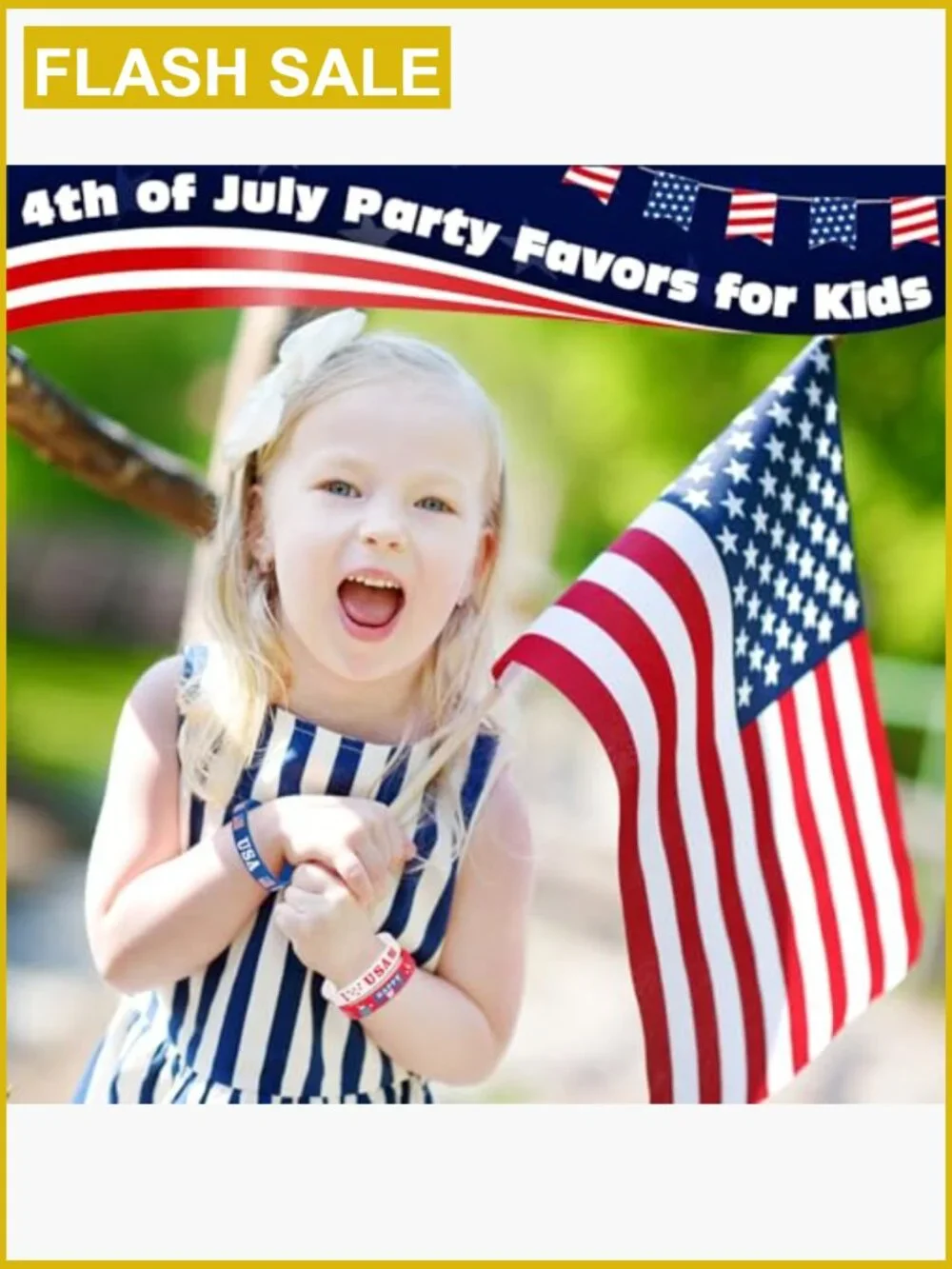 30 Pack Patriotic Silicone Rubber Bracelets for Independence Day Party Favors